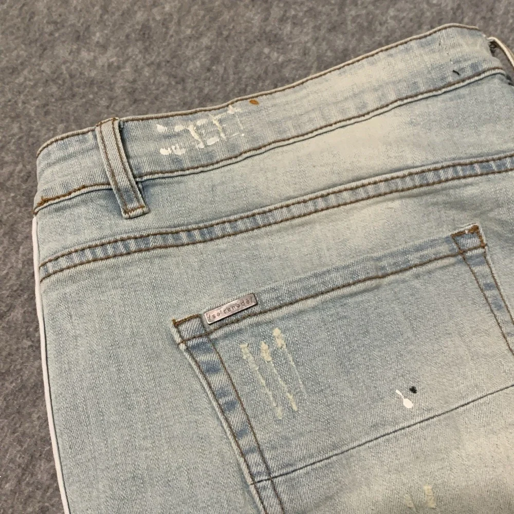 NWT Serenede Jeans Men's 44x31 Distressed Paint Splatter White Black Stripe